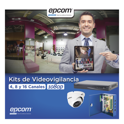 Kit Videovigilancia / DVR 16 Canales / 16 Cámaras Eyeball 1080p / IR 20 m (65.6 ft) / Fuente 16 Canales 20A / Transceptores UTP