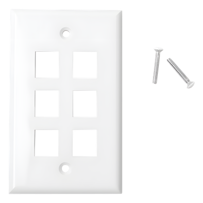 Placa de Pared / 6 Puertos / Keystone / Montaje Vertical / 70 x 115 mm / 2.75' x 4.52' / UL CE ETL