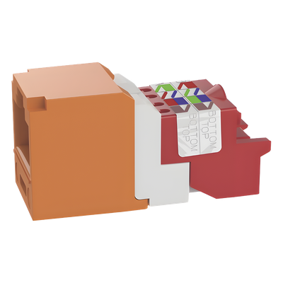 Conector Jack RJ45 / Cat 5e / 8P8C / Estilo T / Mini-Com / Terminación sin Impacto / 100W PoE / Naranja