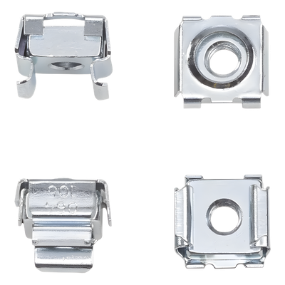 Kit de Tuercas Enjauladas / 10-32 UNC / Acero Plateado / 20 Piezas / Orificios Cuadrados 9 mm / UL 4X