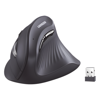 Mouse Inalámbrico Vertical / Dual 2.4G y Bluetooth / 3 Dispositivos Simultáneos / 4 Niveles DPI hasta 4000 / Alcance 10 m (32.8 ft) / 5 Botones Silenciosos