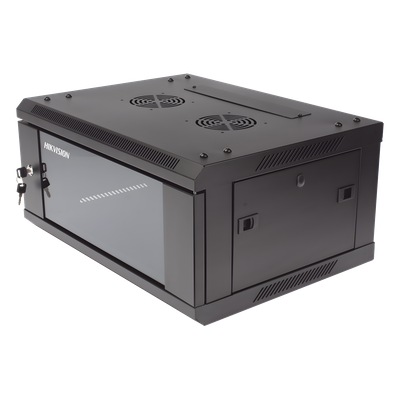 Gabinete de Montaje en Pared / 4 Unidades de Rack / 19" / Cristal Templado / Carga 40 kg / Acero / 600 x 450 x 281 mm