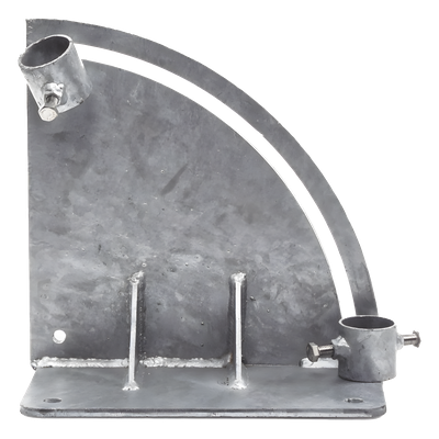 Base para Mástil con Ajuste de Ángulo / Acero Galvanizado en Caliente / Mástil 1" a 1-3/4" / Inclinación 0° a 60° / Tolerancia ±5 cm