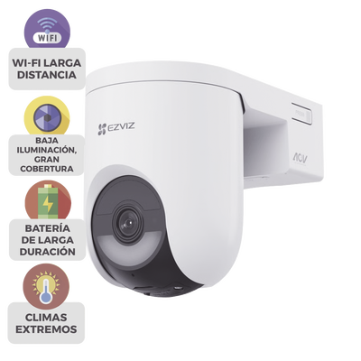 Cámara IP PT / 2K+ 4 Megapixel / Wi-Fi 6 + 4G LTE / Batería 5200 mAh / IP65 / IR 15 m (49.2 ft) / PTZ 340° Pan / 80° Tilt