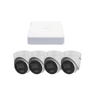 Kit de Videovigilancia IP / 2 Megapixel / NVR 4 Canales PoE+ / 4 Cámaras Turret / ColorVu 20 m (65.6 ft) / Audio Integrado / WDR 120 dB