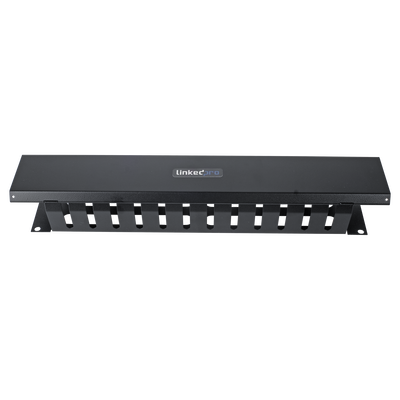 Organizador de Cables Horizontal / 2U para Rack 19" / Capacidad 125 Cables Cat5 / Cubierta Metálica / Acero con Pintura Electrostática