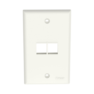 Placa de Pared Vertical / 2 Puertos Keystone / Diseño Plano / 69.8 x 114.3 mm / Blanco Mate