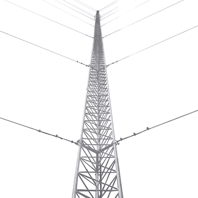 Torre Arriostrada de Piso / 18 m (59.1 ft) / Carga Axial 350 kg / Resistencia Viento 200 km/h / Galvanizado Inmersión en Caliente / 6 Tramos