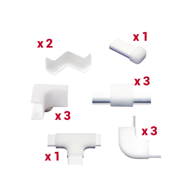 Kit de Accesorios para Canaleta / 13 Piezas / Esquineros Exteriores e Interiores / Secciones L y T / PVC Autoextinguible