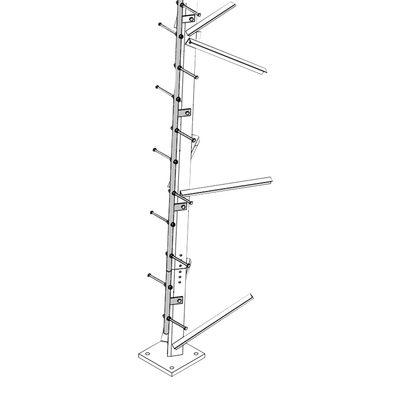 Escalerilla tipo perno / Acero galvanizado / 40 cm entre peldaños / 150 kg por peldaño / 140 ft (42.7 m) / Sección cuadrada